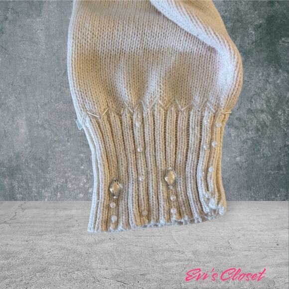 Reference Point Ladies Cream Knitted Sweater Cardigan With Beads Size 2X - Picture 15 of 16
